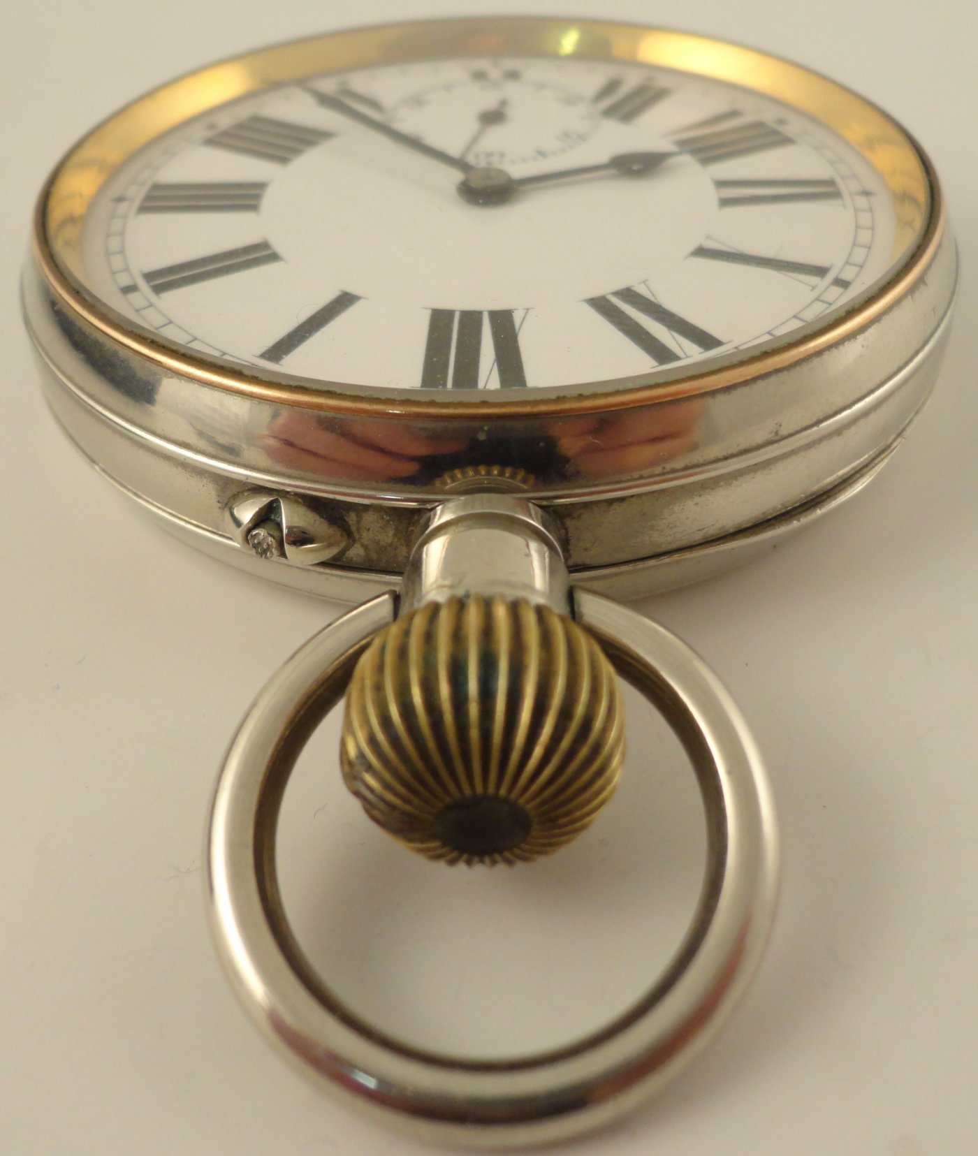 Antique Goliath pocket watch in silver travel case HM 1912 Working